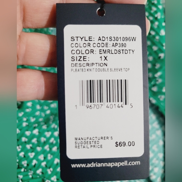 NEW Adrianna Papell Emerald Double flutter sleeve top blouse Womans Size 1X - Picture 10 of 11
